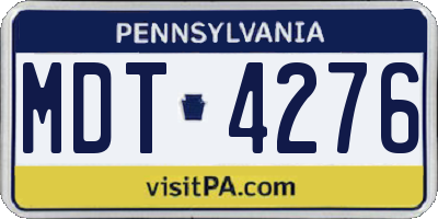 PA license plate MDT4276