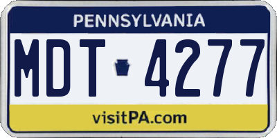 PA license plate MDT4277