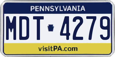 PA license plate MDT4279