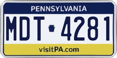 PA license plate MDT4281