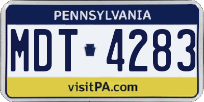 PA license plate MDT4283