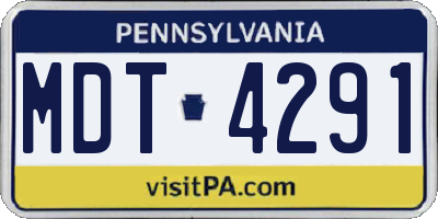 PA license plate MDT4291