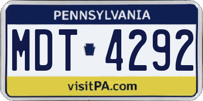 PA license plate MDT4292