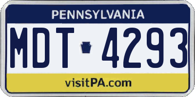PA license plate MDT4293