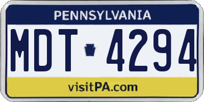 PA license plate MDT4294