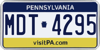 PA license plate MDT4295