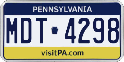 PA license plate MDT4298