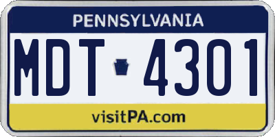 PA license plate MDT4301