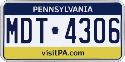 PA license plate MDT4306