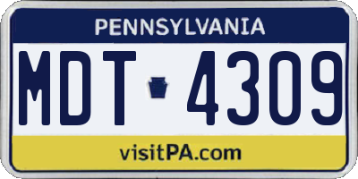 PA license plate MDT4309