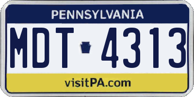 PA license plate MDT4313