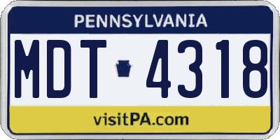 PA license plate MDT4318