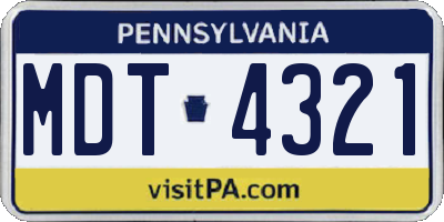 PA license plate MDT4321