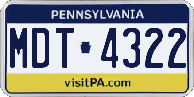 PA license plate MDT4322