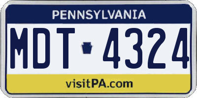 PA license plate MDT4324