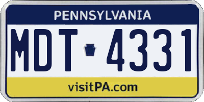 PA license plate MDT4331