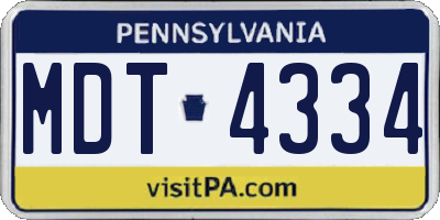 PA license plate MDT4334