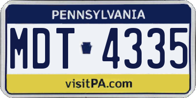 PA license plate MDT4335