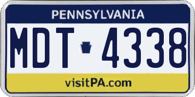 PA license plate MDT4338