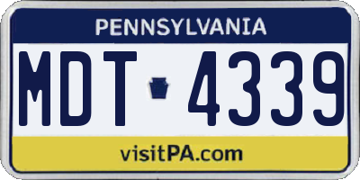 PA license plate MDT4339