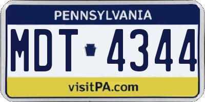 PA license plate MDT4344