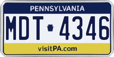 PA license plate MDT4346