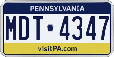 PA license plate MDT4347