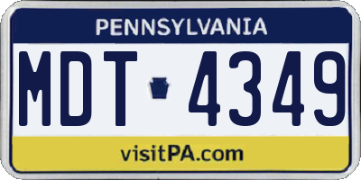 PA license plate MDT4349