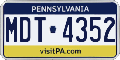 PA license plate MDT4352