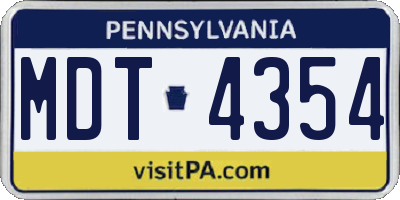 PA license plate MDT4354