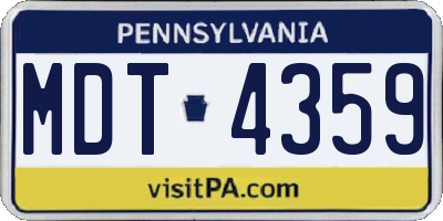 PA license plate MDT4359