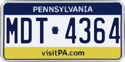 PA license plate MDT4364