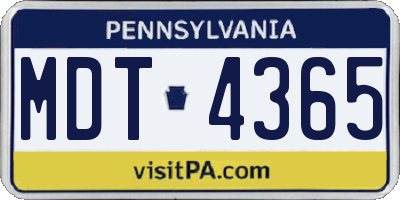 PA license plate MDT4365