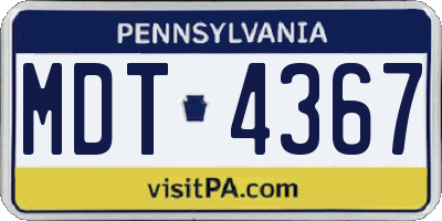 PA license plate MDT4367