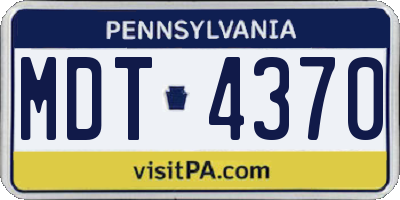 PA license plate MDT4370