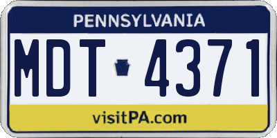 PA license plate MDT4371
