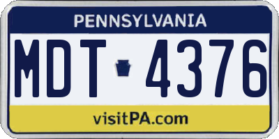PA license plate MDT4376