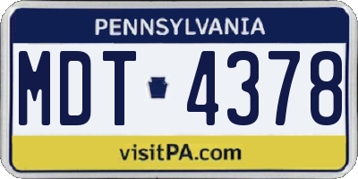 PA license plate MDT4378