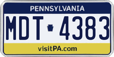 PA license plate MDT4383