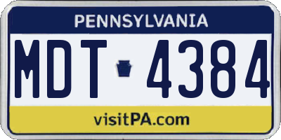 PA license plate MDT4384