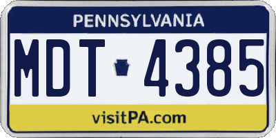 PA license plate MDT4385