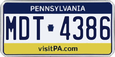 PA license plate MDT4386