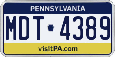 PA license plate MDT4389
