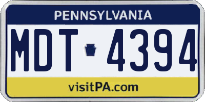 PA license plate MDT4394