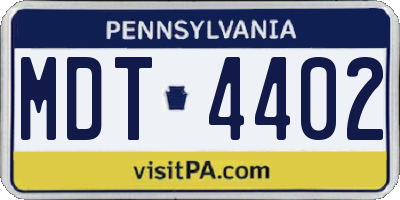 PA license plate MDT4402
