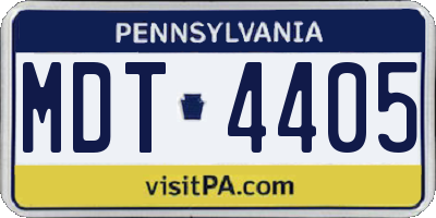 PA license plate MDT4405