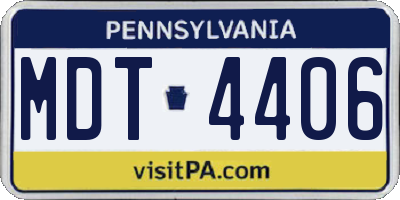 PA license plate MDT4406
