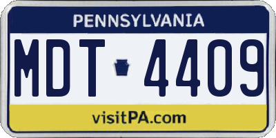 PA license plate MDT4409