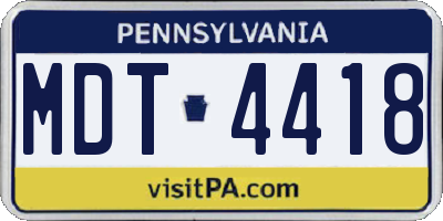 PA license plate MDT4418