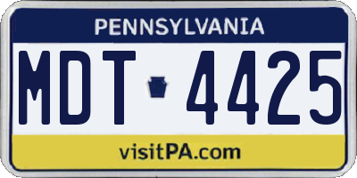 PA license plate MDT4425